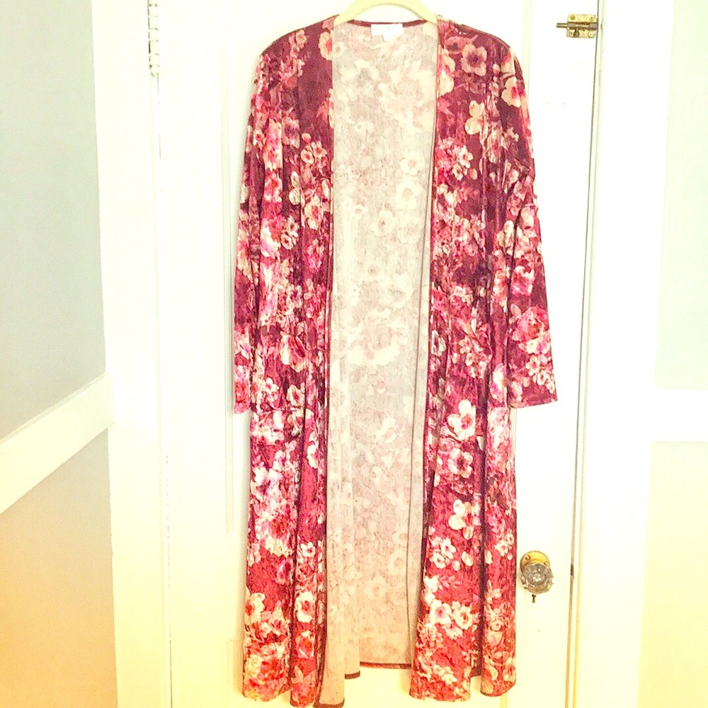 LuLaRoe Crushed Velvet Sarah Duster Cardigan